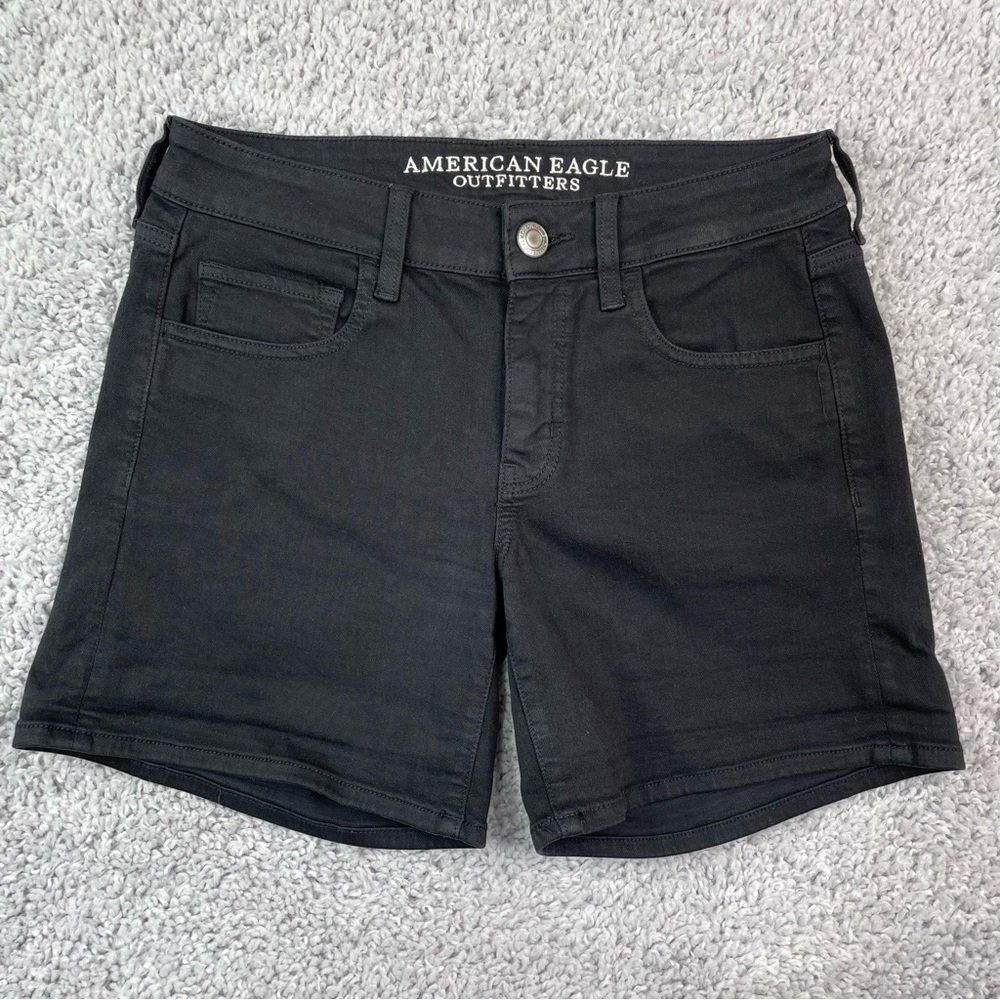 American Eagle Shorts Womens 6 Midi Black Denim Classic Summer Work Street Vaca
